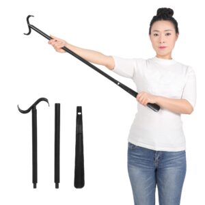 FANWER Shoulder Wand - Rotator Cuff Exercise Equipment for Physical Therapy and Rehabilitation - Portable Shoulder Stretcher Stick with Hook, 33.5", Sturdy and Black - Exercise Wand for Shoulders.