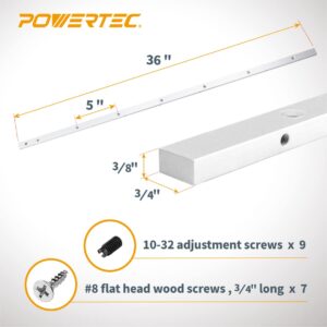 POWERTEC 36" Miter Bar for Table Saw Sled, Fits Standard 3/4" x 3/8" Miter Slot Runners for Crosscut Sled, Taper Jig & Other Wood Working Jig, Table Saw, Router Table, Band Saw, 2 PK (71520-P2)