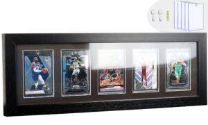 bivitre trading card display frame - wall mount baseball card display case with uv protection magnetic card holder for 5 standard cards, display for basketball football hockey pokemon mtg yugioh