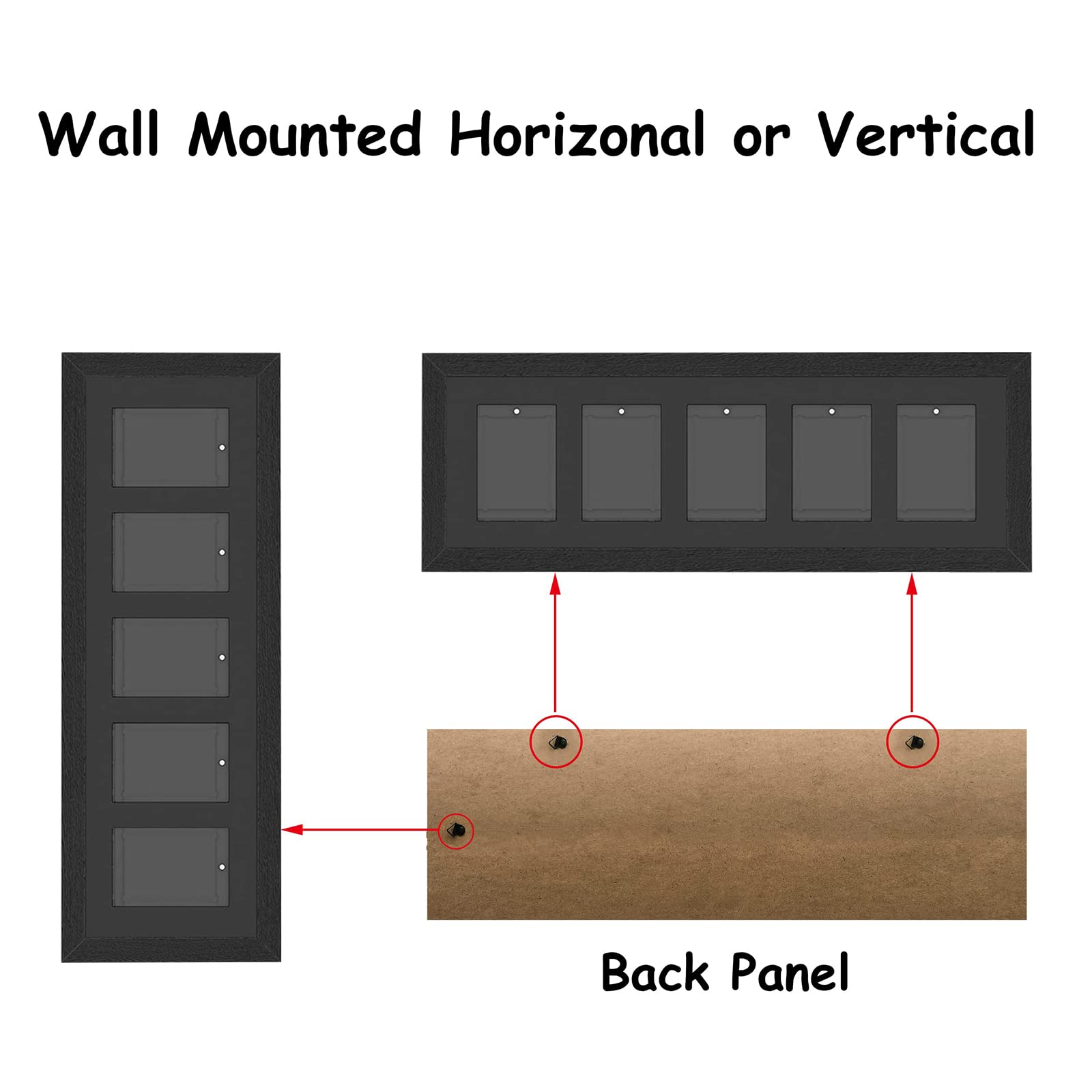 Bivitre Trading Card Display Frame - Wall Mount Baseball Card Display Case with UV Protection Magnetic Card Holder for 5 Standard Cards, Display for Basketball Football Hockey Pokemon MTG Yugioh