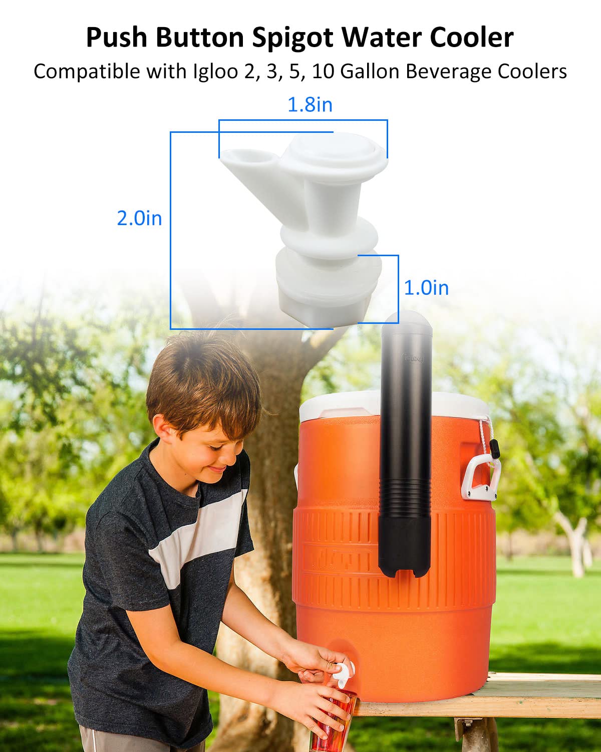 Push Button Spigot Water Cooler Faucet Replacement Fit for gloo 2, 3, 5, 10 Gallon Beverage Coolers White Plastic Faucet BPA-Free Dispenser Tap Set Reusable Spigot Spout Water 10Set