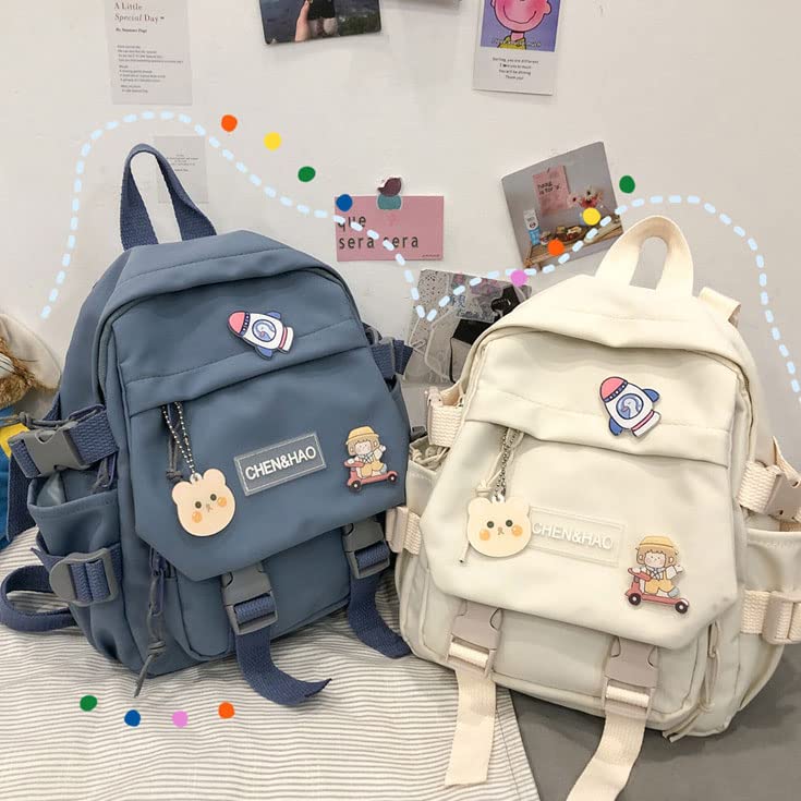 Eagerrich Cute Mini Backpack with Cute Pin Accessories Plush Pendant School Backpack Cute Mini Aesthetic Backpack for School