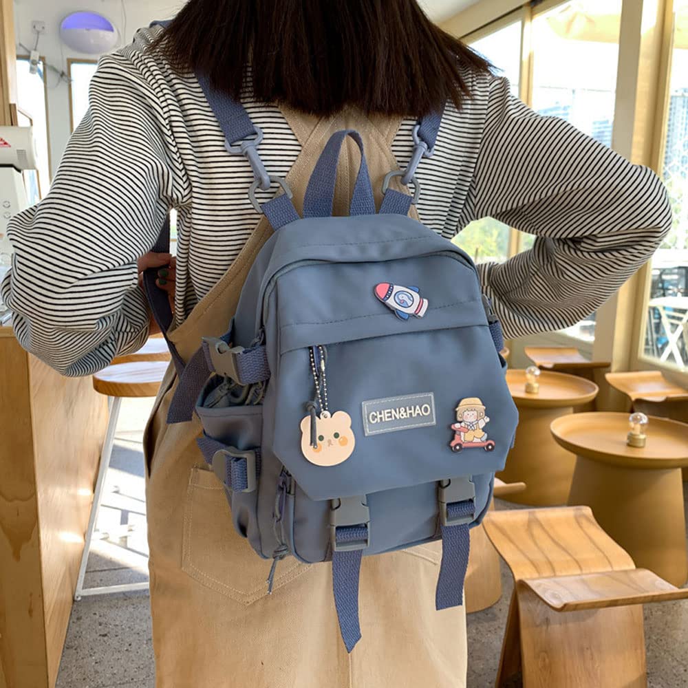 Eagerrich Cute Mini Backpack with Cute Pin Accessories Plush Pendant School Backpack Cute Mini Aesthetic Backpack for School