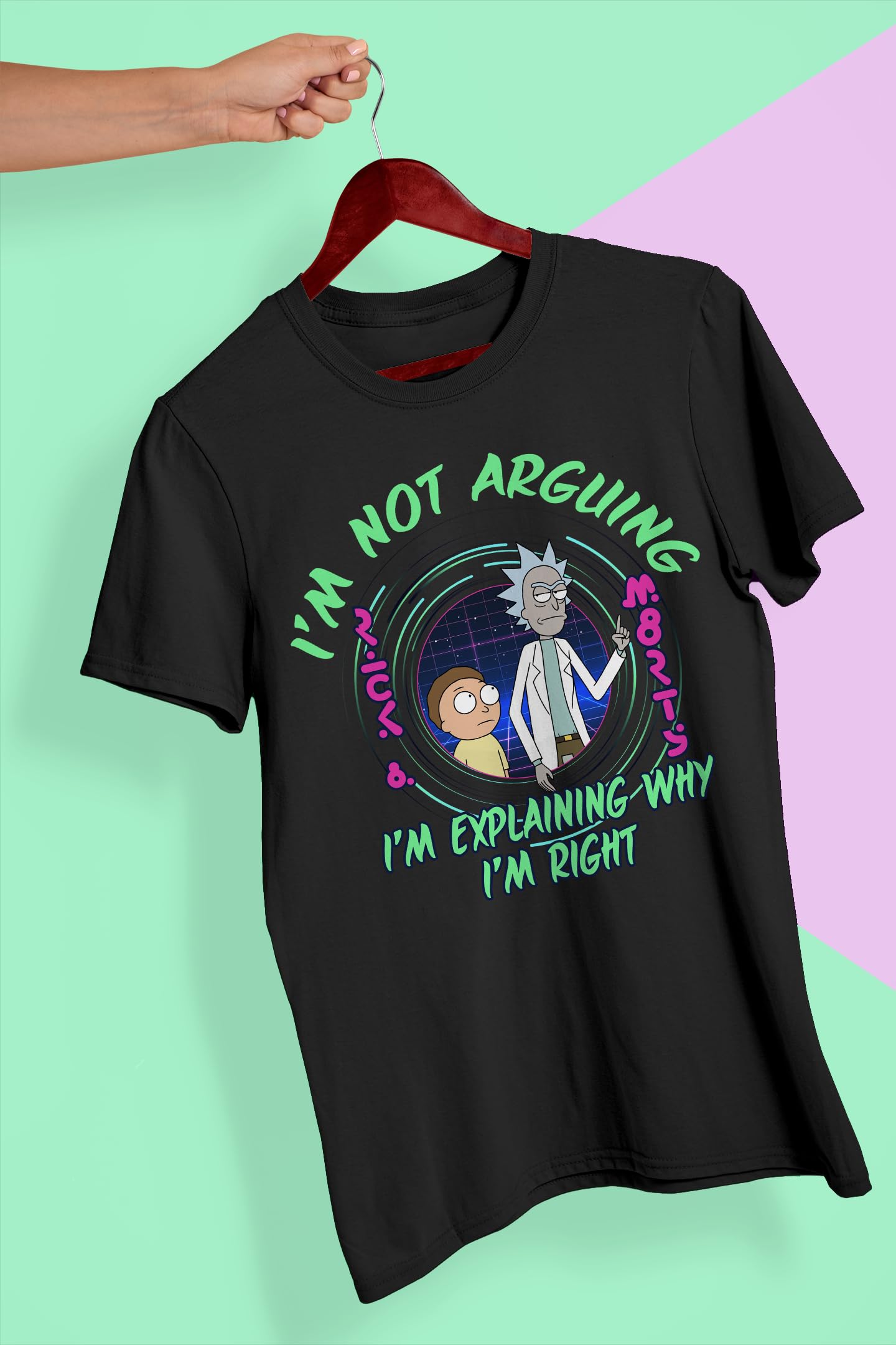 RICK AND MORTY I’m Not Arguing I’m Explaining Why I’m Right Men's and Women's Short Sleeve T-Shirt (Black, Large)