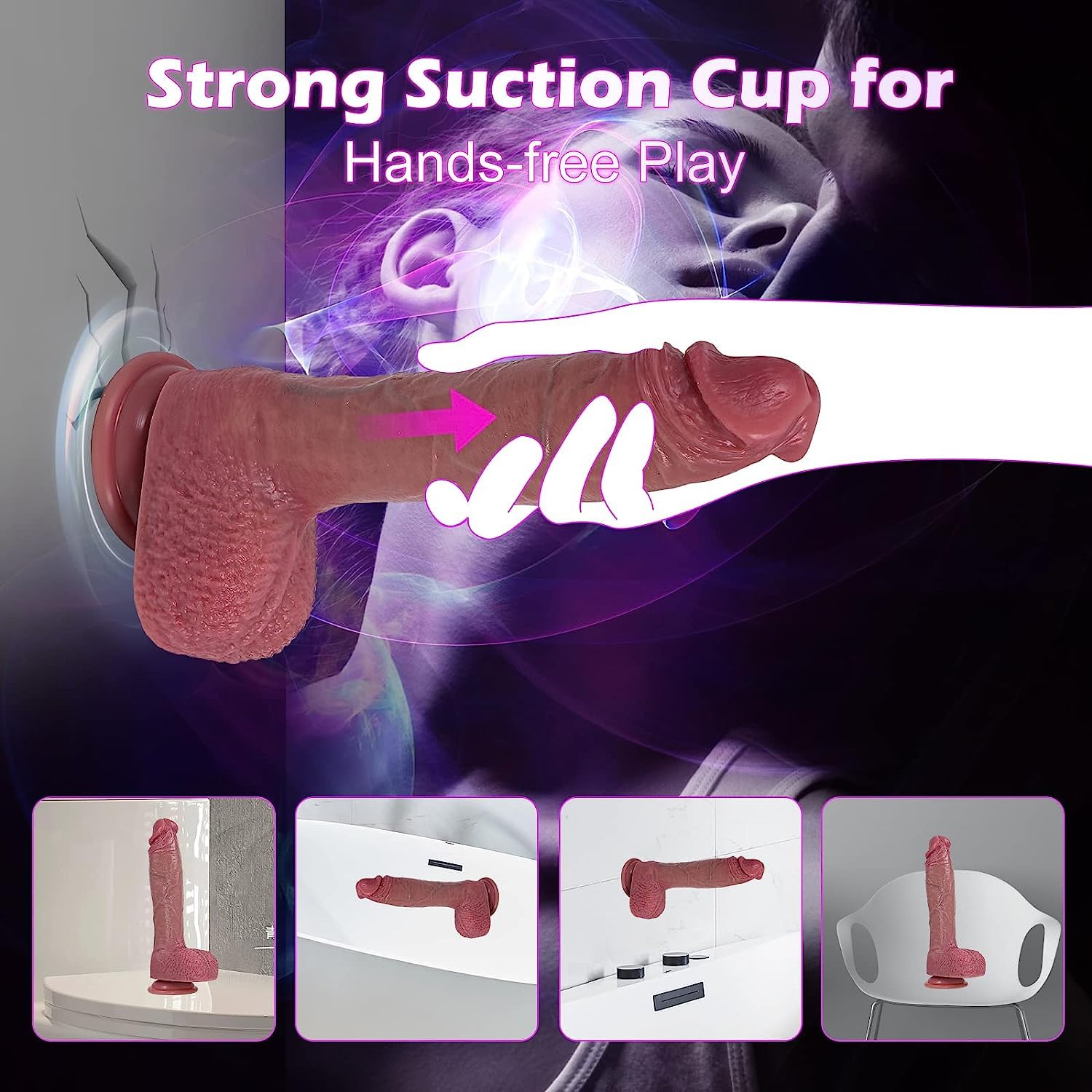 Thrusting Dildo Heating Realistic Dildos Women Stimulation: Adult Sex Toys & Games Vibrator for Clitoral G Spot Anal Masturbation, Strap on Penis with 9 Vibrations 3 Thrusts for Couple Pleasure, 10"