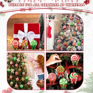 36 Pcs Peppermint Christmas Tree Ornaments Colorful Peppermint Wood Ornaments Lollipop Candy Christmas Ornaments Hanging Peppermint Tree Decorations with Ropes for Candy Party Xmas Tree (Classic)