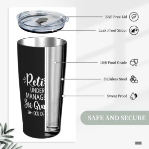 Wisedeal Retired Under New Management Stainless Steel with Lid Insulated Tumbler Coffee Mug, Retirement Christmas Birthday Gifts Mug For Grandma Grandpa Uncle Dad Mom Aunt, Black 20 Oz