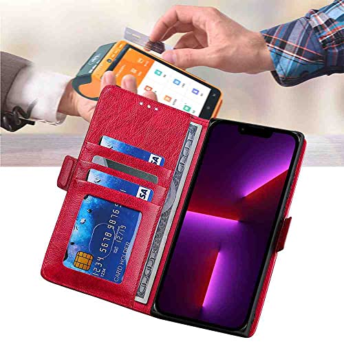 CyrGuard Phone Cover Wallet Folio Case for Samsung Galaxy A40, Premium PU Leather Slim Fit Cover for Galaxy A40, 1 Photo Frame Slot, Friendly Fit, Red