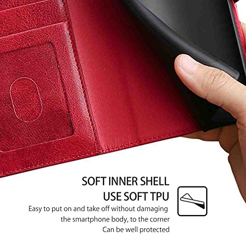 CyrGuard Phone Cover Wallet Folio Case for Samsung Galaxy A40, Premium PU Leather Slim Fit Cover for Galaxy A40, 1 Photo Frame Slot, Friendly Fit, Red