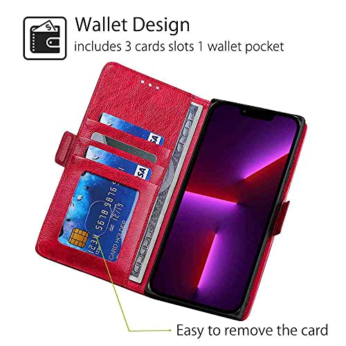 CyrGuard Phone Cover Wallet Folio Case for Samsung Galaxy A40, Premium PU Leather Slim Fit Cover for Galaxy A40, 1 Photo Frame Slot, Friendly Fit, Red