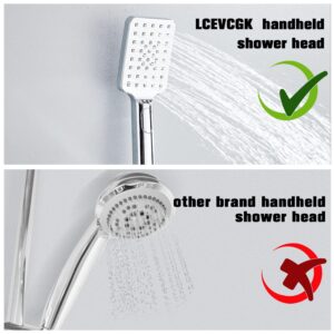 LCEVCGK Shower System, Shower Faucet Set Complete Square Rain Shower Combo Set with 8 inch Rainfall Shower Head System Bathroom Wall Mounted 3-Setting Handheld Shower,Chrome