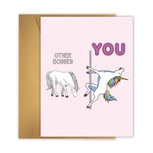 ulbeelol big unicorn boss card, humorous birthday card for boss, jumbo size