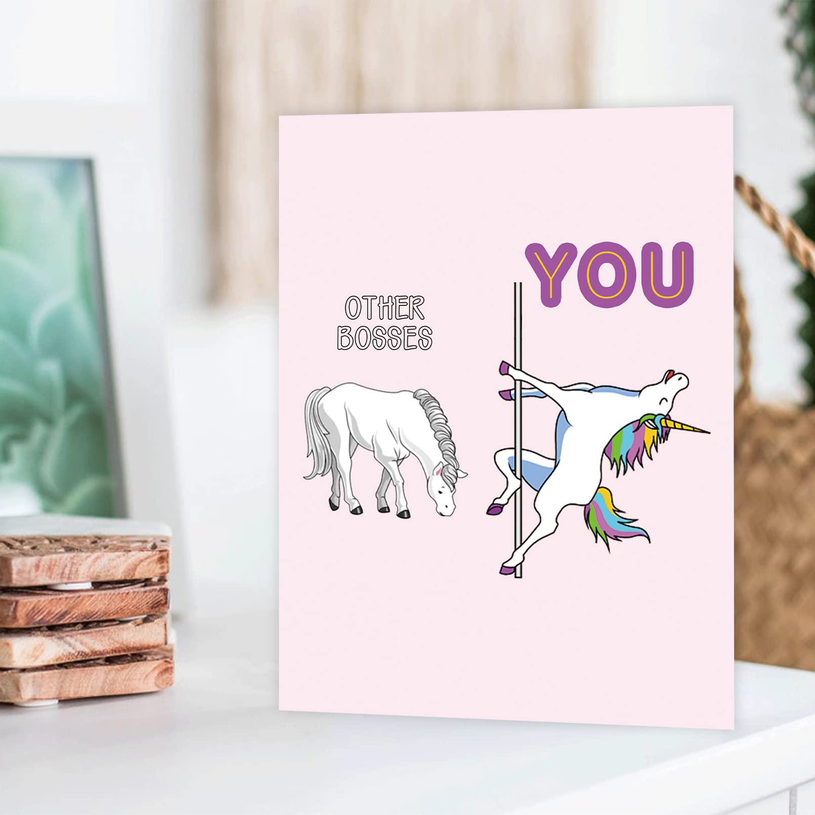 Ulbeelol Big Unicorn Boss Card, Humorous Birthday Card for Boss, Jumbo Size