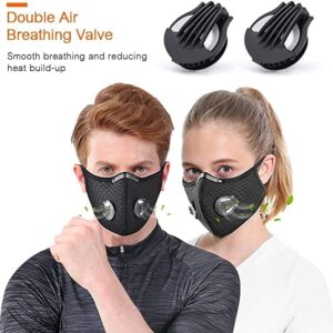 JPOSolar 2 Pack Dust_mask Reusable Respirators Unisex Mouth_mask Adjustable for Allergies Woodworking,Cycling, Running,Outdoor Sports, Black