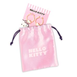 Sanrio Hello Kitty Womens Hoop Earrings - Gold Flash Plated and Enamel Hello Kitty Earrings Officially Licensed