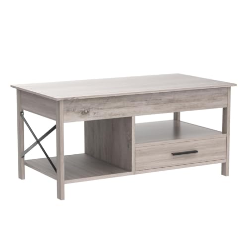 WLIVE Coffee Table, 39" Lift Top Coffee Table with Hidden Compartment and Sorage Drawers for Living Room,Grey