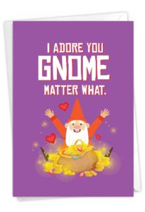 nobleworks - 1 hilarious all occasions blank humor greeting card with 5 x 7 inch envelope - cute, adorable word play for men and women (1 card) - friendly garden gnomes c6441aocb