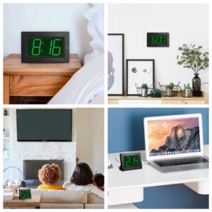 KWANWA Alarm Clock, Wall Clock, Digital Clock, 3" LED Digit Display, Battery Operated, Adjustable Brightness, Auto Night Mode, Auto Alarm Volume Increasing, Wall-Mount & Table-top