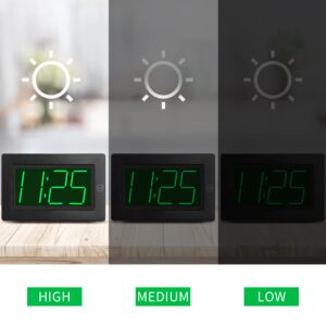 KWANWA Alarm Clock, Wall Clock, Digital Clock, 3" LED Digit Display, Battery Operated, Adjustable Brightness, Auto Night Mode, Auto Alarm Volume Increasing, Wall-Mount & Table-top