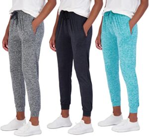 real essentials 3 pack: womens plus size dry fit athletic active lounge jogger sweatpants sweat pants teen workout gym yoga track running casual pockets soft lightweight exercise just my - set 5, 2x