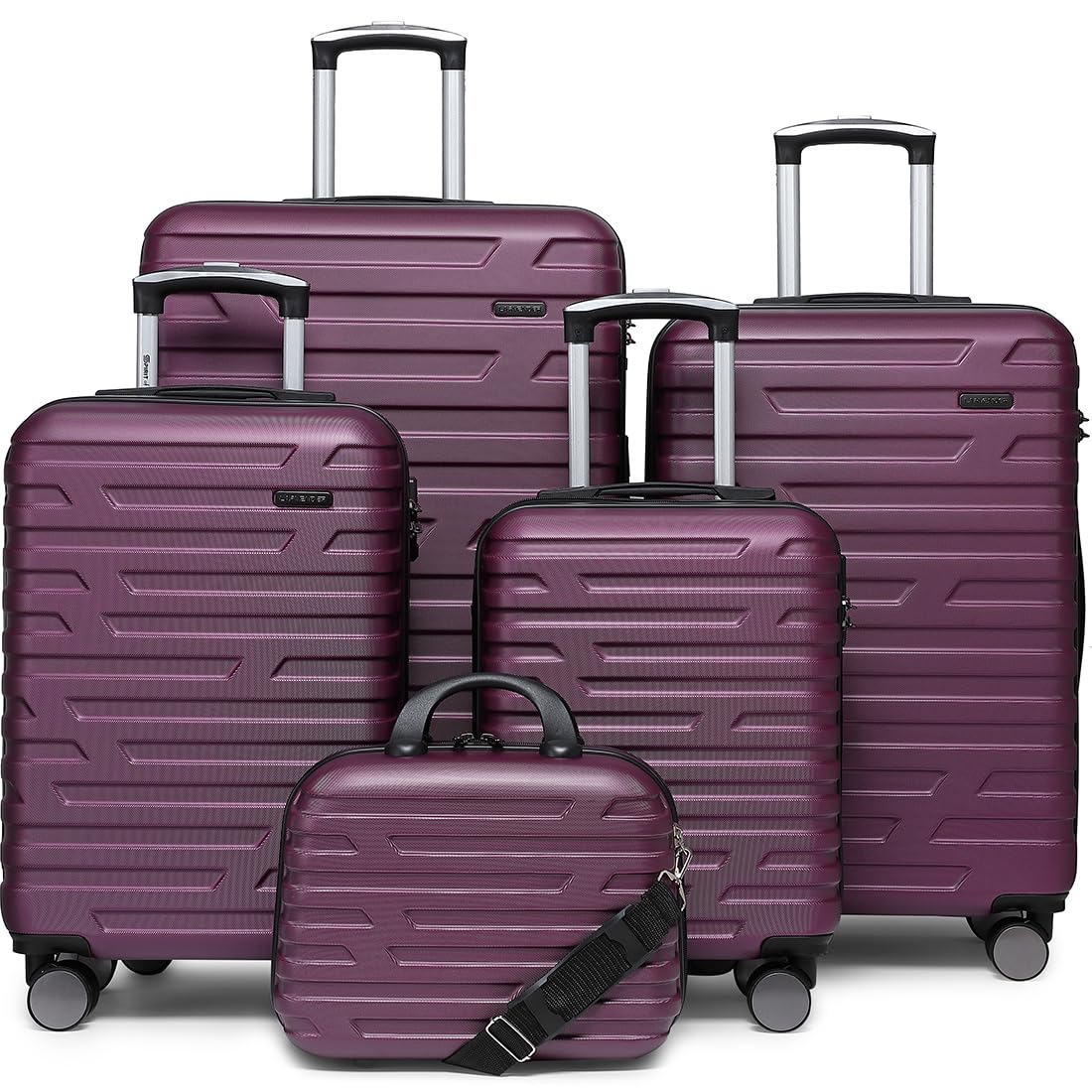 LARVENDER Luggage 5 Piece Sets, Expandable Luggage Sets Clearance, Suitcases with Spinner Wheels, Hard Shell Carry on Suitcase Set TSA Lock Purple