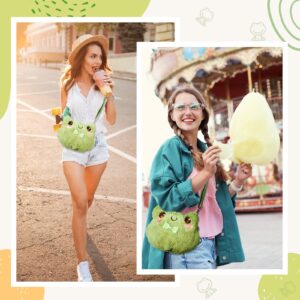 Mixweer Crossbody Bag Cute Plush Purse Backpack Kawaii Wallet Girls Cartoon Animal Lolita Bag with Chain Strap (Frog)