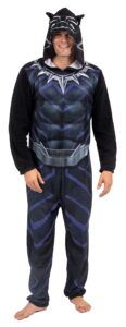 marvel men's hooded one piece pajama, black panther union suit, s