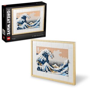 lego art hokusai – the great wave 31208, 3d japanese wall art craft kit, framed ocean canvas, creative activity hobbies for adults, diy home, office decor