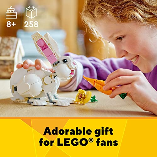 LEGO Creator 3 in 1 White Rabbit Animal Toy Building Set, STEM Toy for Kids 8+, Transforms from Bunny to Seal to Parrot Figures, Creative Play Building Toy for Boys and Girls, 31133