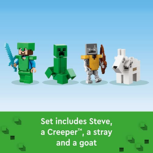 LEGO Minecraft The Frozen Peaks 21243, Cave Mountain Set with Steve, Creeper, Goat Figures & Accessories, Icy Biome Toy for Kids Age 8 Plus Years Old