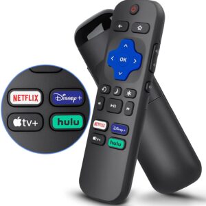 Amtone New Replacement Remote for Hisense ROKU Smart TVs with Netflix Disney Hulu VUDU Keys fits for 50H4 55H4 48H4 40H4 R6070 50R7E 32H4C 32H4D 32H4E (Netflix/Disney+/Apple TV+/hulu) (Renewed)