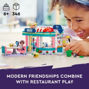 LEGO Friends Heartlake Downtown Diner Building Toy - Restaurant Pretend Playset with Food, includes Mini-Dolls Liann, Aliya, and Charli, Birthday Gift Toy Set for Boys and Girls Ages 6+, 41728