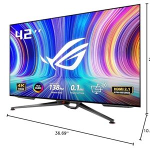 ASUS ROG Swift 41.5” 4K OLED Gaming Monitor (PG42UQ) - UHD (3840 x 2160), 138Hz, 0.1ms, HDMI2.1, True 10 bit, DCI-P3 98%, G-SYNC Compatible, DisplayPort, USB, Console Ready, Remote Control, Anti-Glare