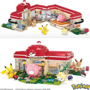 MEGA Pokémon Building Toys Set Forest Pokémon Center with 648 Pieces, 4 Poseable Characters, for Kids