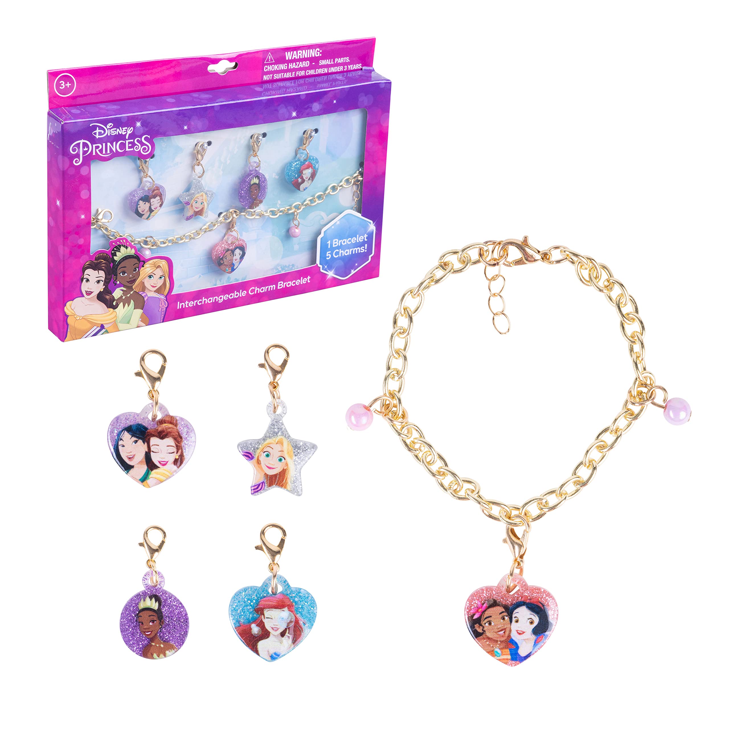 LUV HER Disney Princess Add A Charm Box Set with 1 charm bracelet & 5 interchangeable charms - Ages 3+