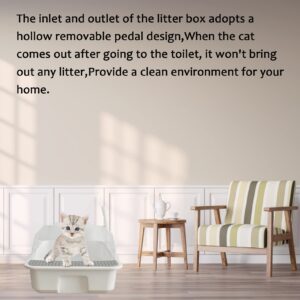 MUYG Open Cat Litter Box with High Side,Heightening Anti-Splashing Cats Litter Pan,Kitten Toilet with Litter Sifting Scoop,Semi-Enclosed Removable Kittens Litter for Boxes Easy to Clean No Odor