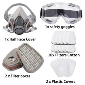 Wytcyic Reusable Half Face Respirаtor, Gas Cover Organic Vapor Mask and Dust-proof Face Cover, Protection for Painting, Mechanical Polishing, Logging, Welding and Other Work