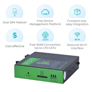 InHand Networks IR302 Industrial IoT 4G LTE VPN Cellular Router, LTE Cat 4+ Wi-Fi, Dual sim Card Slots, Management by Cloud Platform, DI/DO Port, Support T-Mobile, AT&T & Verizon, UL Certification