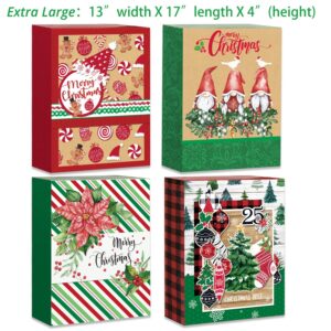 Party Funny 12 Christmas Gift Wrap Boxes for Wrapping Extra Large Clothes, 12 tissue paper and 80 Christmas Stickers(Assorted size for Shirts, Robes, Coats, Sweaters and xmas Holiday Present)