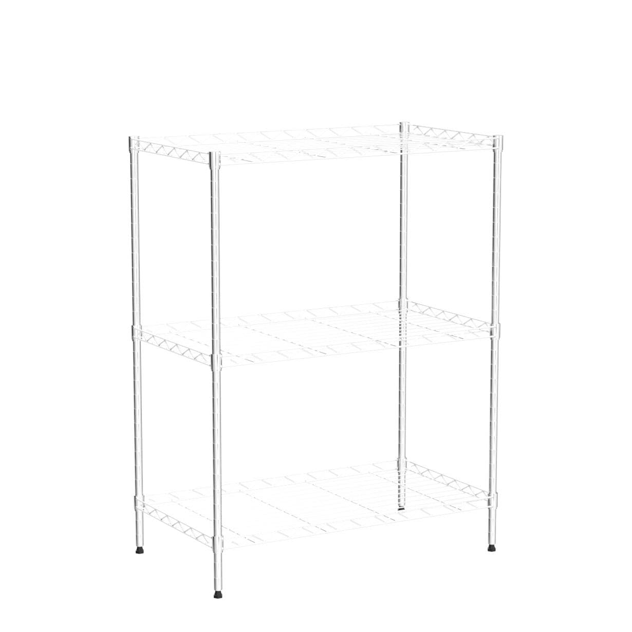 NChanmar 3-Tier Wire Shelving Unit Storage Shelves Shelf Organizer 30"x23"x12" Heavy Duty Metal Storage Rack Wire Rack NSF Height Adjustable for Laundry Bathroom Kitchen Garage Shelving(Chrome)