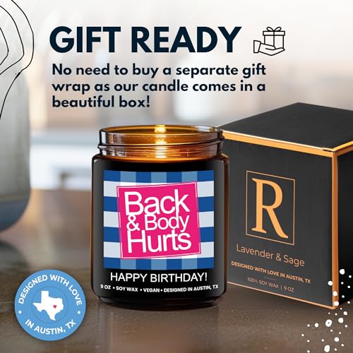 Funny Happy Birthday Candle, Gifts for Women & Men, Birthday Surprise Box, Birthday Gift Ideas for Her & Him, Back and Body Hurts Candle