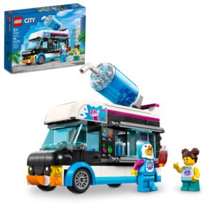 lego city penguin slushy van building toy - featuring a truck and costumed minifigure, great gift idea for boys and girls, truck toy for kids ages 5 and up, 60384