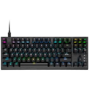 corsair k60 rgb tkl rgb tenkeyless optical-mechanical wired gaming keyboard - opx switches - polycarbonate keycaps - icue compatible - qwerty na layout - black