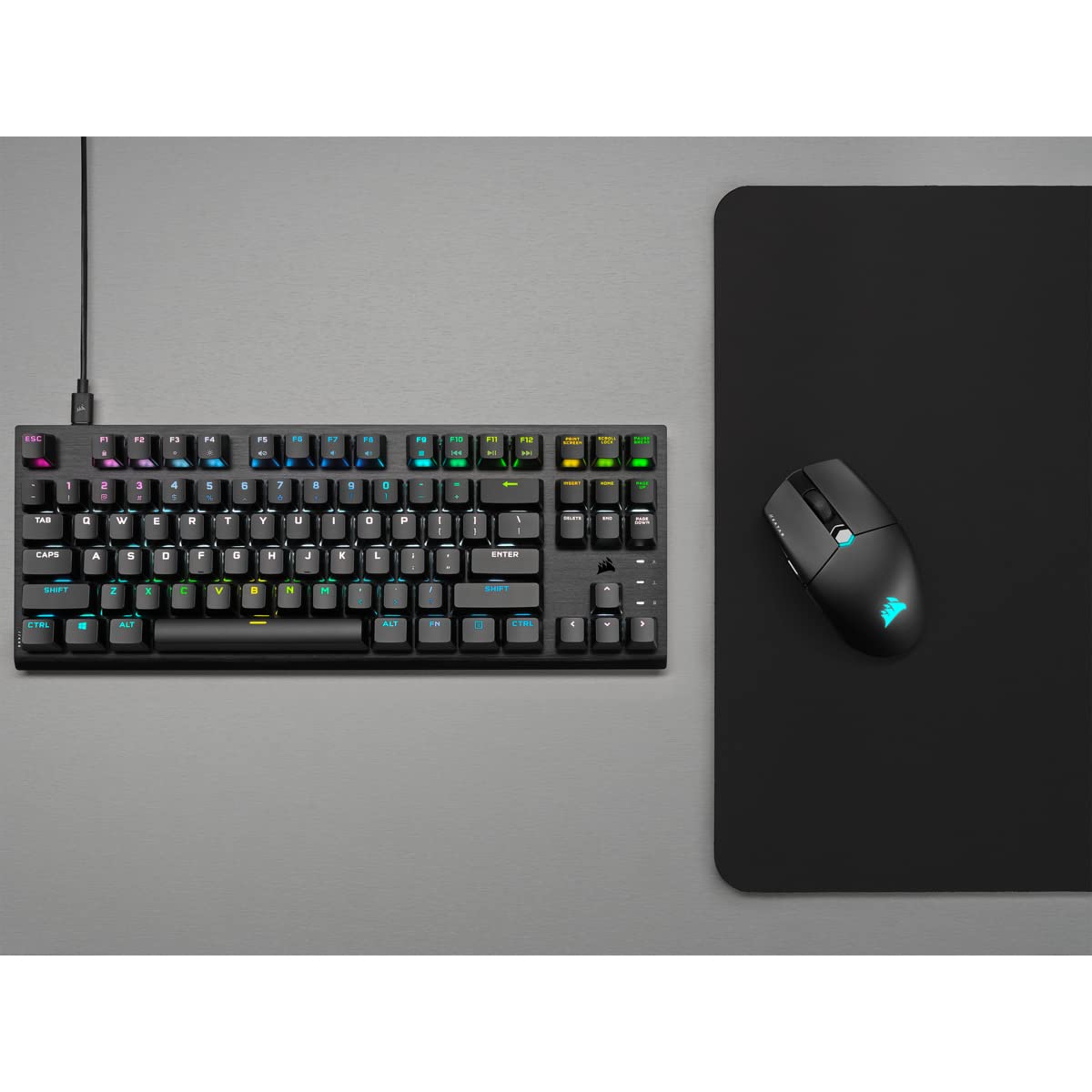 CORSAIR K60 RGB TKL RGB Tenkeyless Optical-Mechanical Wired Gaming Keyboard - OPX Switches - Polycarbonate Keycaps - iCUE Compatible - QWERTY NA Layout - Black