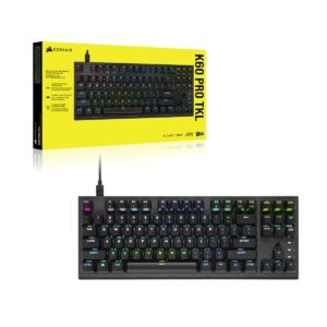 CORSAIR K60 RGB TKL RGB Tenkeyless Optical-Mechanical Wired Gaming Keyboard - OPX Switches - Polycarbonate Keycaps - iCUE Compatible - QWERTY NA Layout - Black