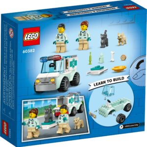 LEGO City Vet Van Rescue 60382, Toy Animal Ambulance, Learning Toy Playset for Kids 4 Plus Years Old with 2 Veterinary Minifigures, Dog & Cat Figures