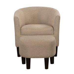 Convenience Concepts Take a Seat Churchill Accent Chair with Ottoman, Tan Fabric