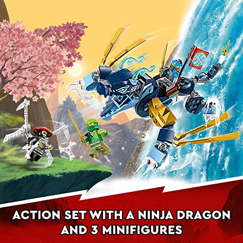 LEGO NINJAGO Nya’s Water Dragon EVO 71800 Toy for Girls and Boys 6 Plus Years Old, Mythical Creature Figure Building Set, Ninja Action Birthday Gift Idea