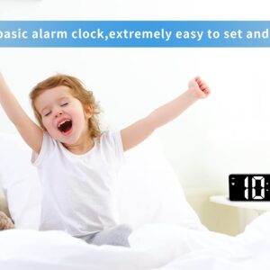 IOJBKI Digital Alarm Clock for Bedroom,Mirror Surface LED Electronic Clocks,Adjustable Brightness, Snooze Model,Voice Control,12/24H Display,Alarm Clock for Kids,Office,Table,Nightstand-White