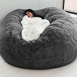 big huge giant bean bag chair for adults, (no filler) bean bag chairs in multiple sizes and colors giant foam-filling required- machine washable covers, double stitched seams (dark grey, 150 * 75cm)